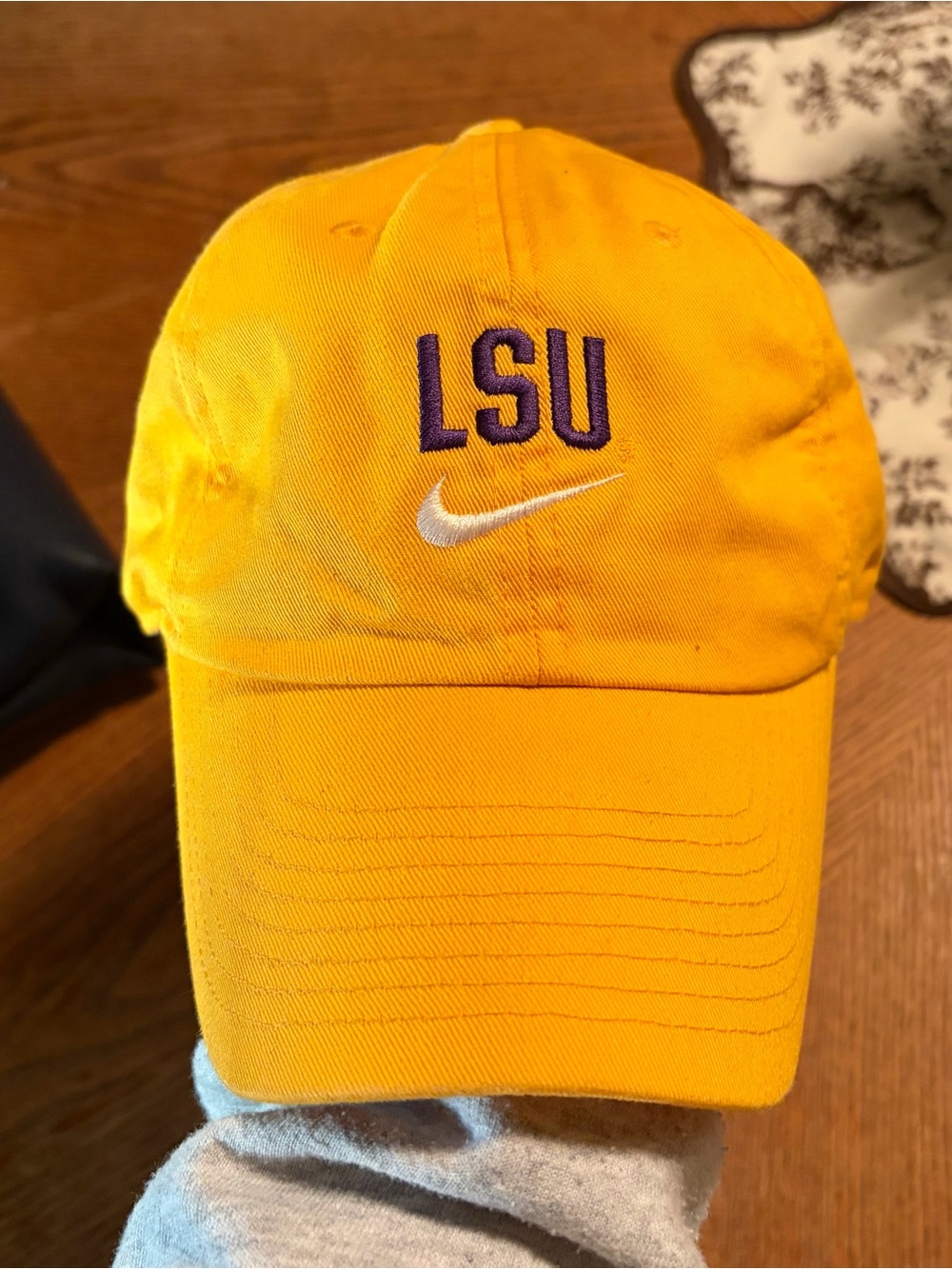 Nike Yellow LSU Embroidered Baseball Cap with White Swoosh